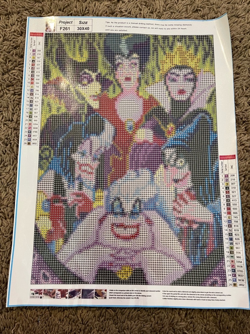 Disney Villains Diamond Art Kit - Purple, Yellow, Red, Blue